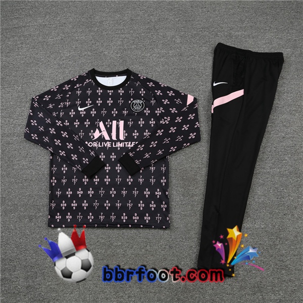Survetement Foot Paris PSG Noir Rose 21/22