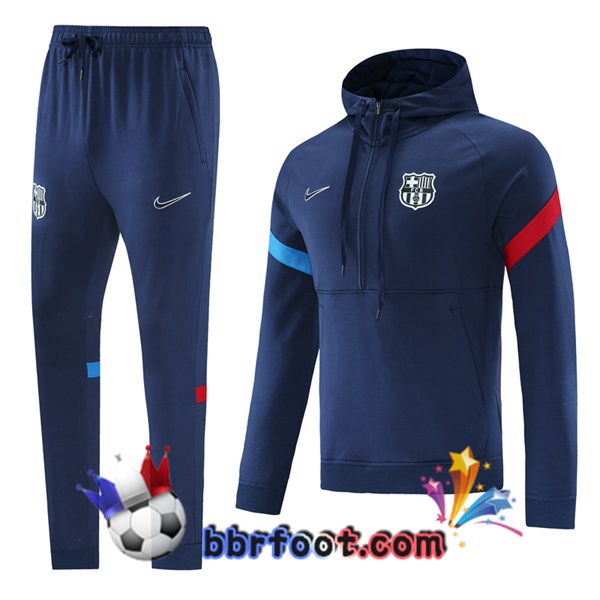 Veste A Capuche Survetement Foot FC Barcelone Bleu 21/22 Veste A Capuche Survetement Foot FC Barcelone Bleu 21/22