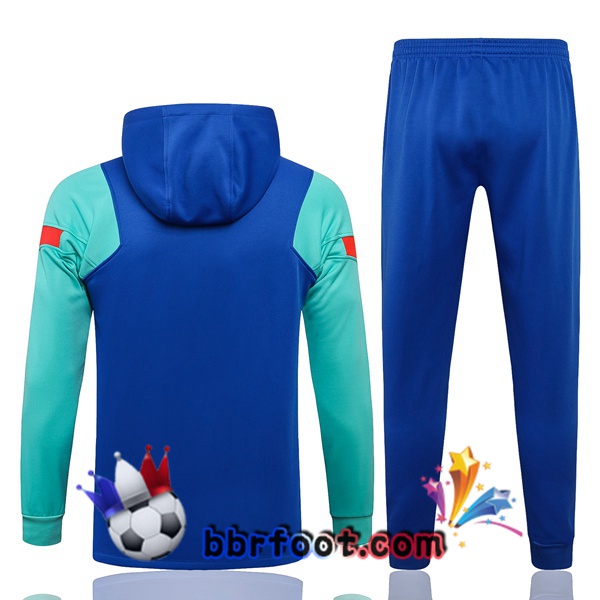 Veste A Capuche Survetement Foot FC Barcelone Bleu Vert 21/22