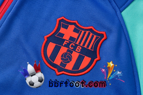 Veste A Capuche Survetement Foot FC Barcelone Bleu Vert 21/22