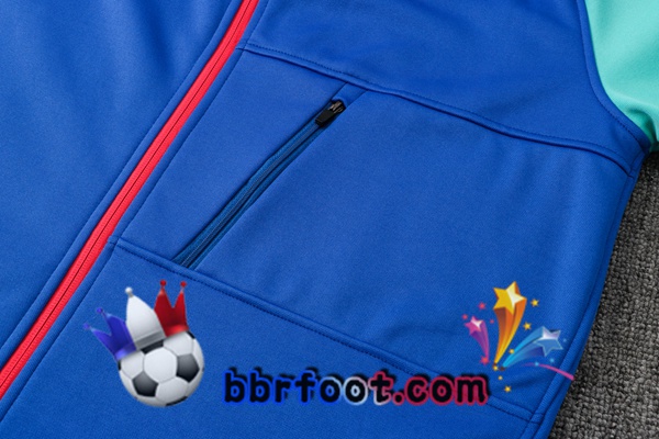 Veste A Capuche Survetement Foot FC Barcelone Bleu Vert 21/22