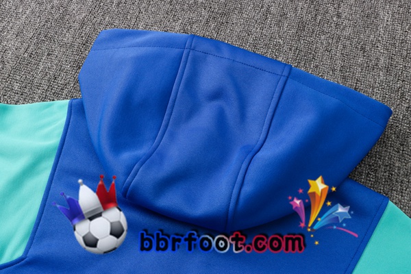 Veste A Capuche Survetement Foot FC Barcelone Bleu Vert 21/22