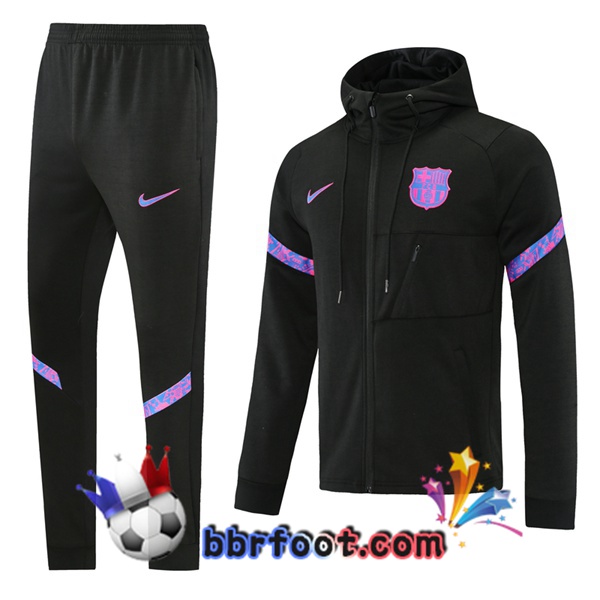 Veste A Capuche Survetement Foot FC Barcelone Noir 21/22