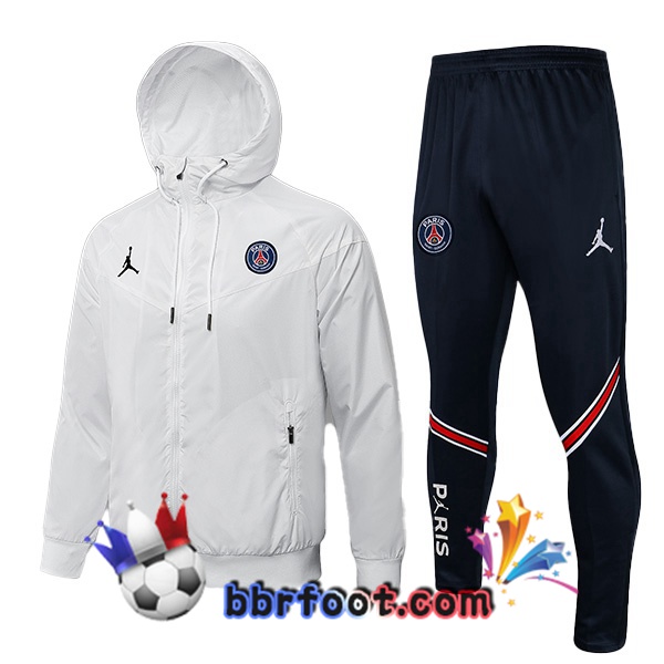 Veste A Capuche Survetement Foot JORDAN Paris PSG Blanc 21/22