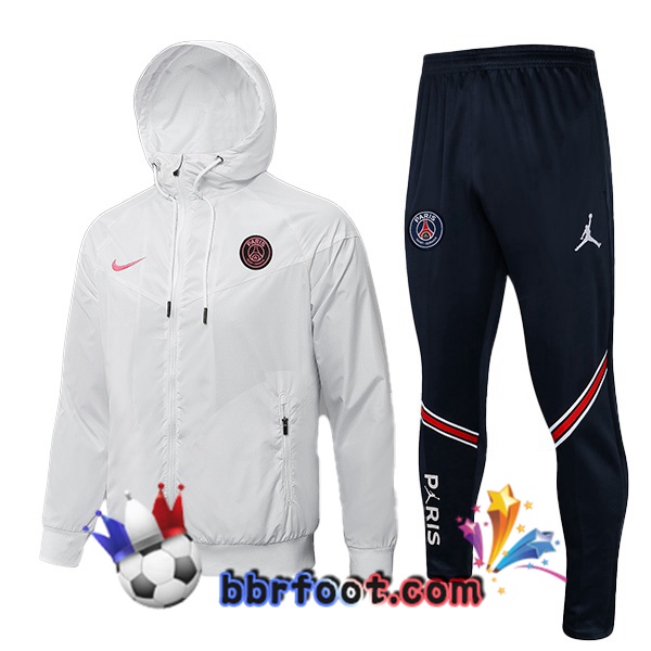 Veste A Capuche Survetement Foot Paris PSG Blanc 21/22 Veste A Capuche Survetement Foot Paris PSG Blanc 21/22