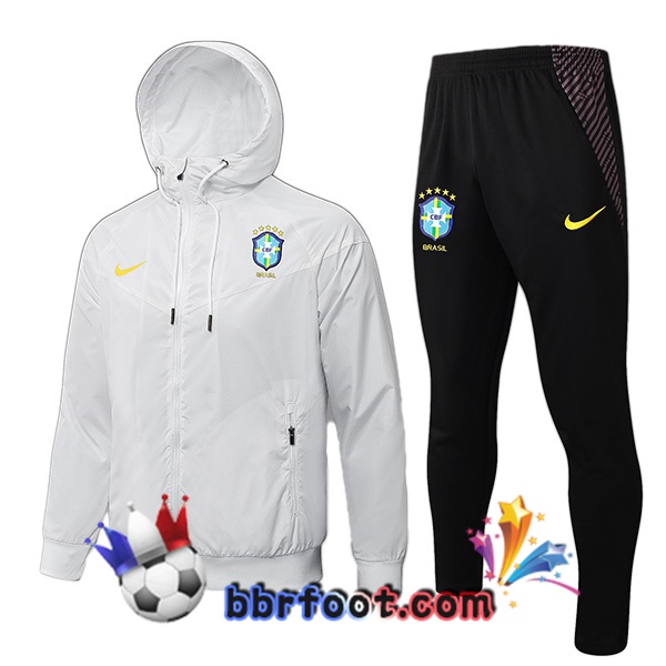 Veste A Capuche Survetement Foot Bresil Blanc 21/22