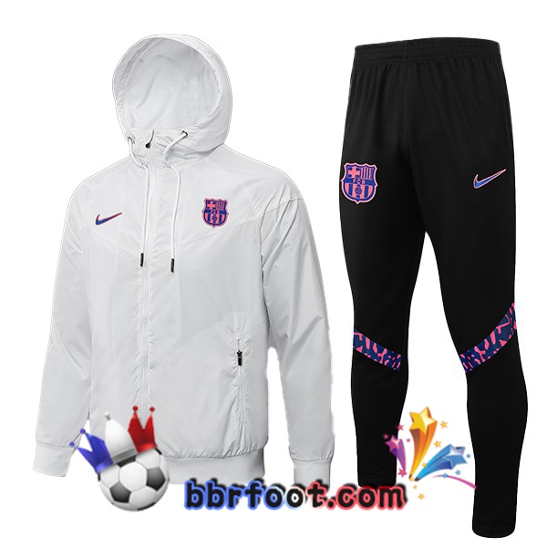 Veste A Capuche Survetement Foot FC Barcelone Blanc 21/22