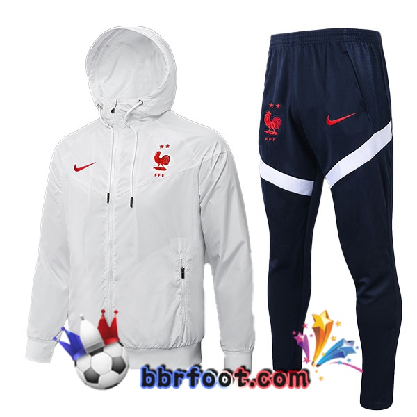 Veste A Capuche Survetement Foot France Blanc 21/22