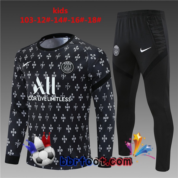 Survetement Foot Paris PSG Enfant Noir 21/22