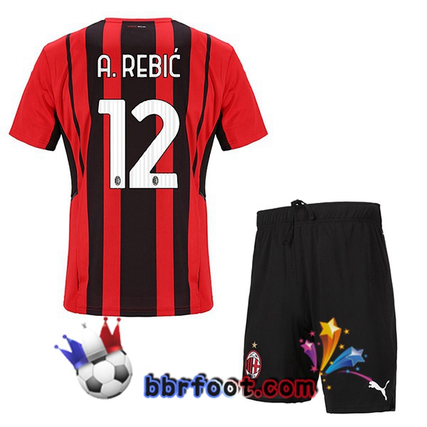 Maillot Foot AC Milan (A. REBIĆ 12) Enfant Domicile 21/22