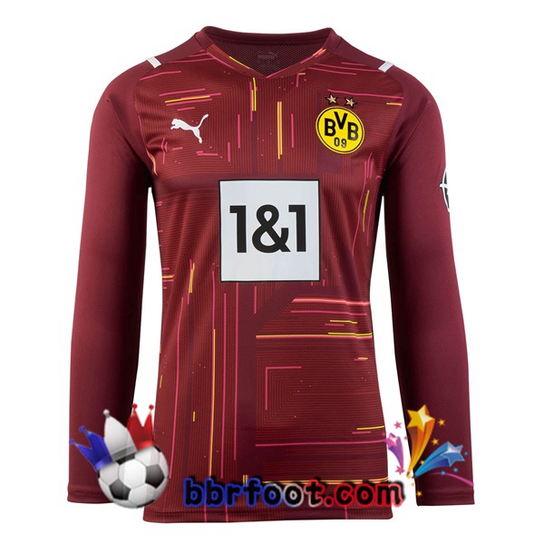 Maillot Foot Dortmund BVB Gardien de but Manche Longue Rouge 21/22