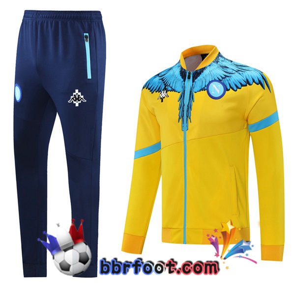 Veste Survetement Foot SSC Naples Jaune Bleu 21/22 Veste Survetement Foot SSC Naples Jaune Bleu 21/22