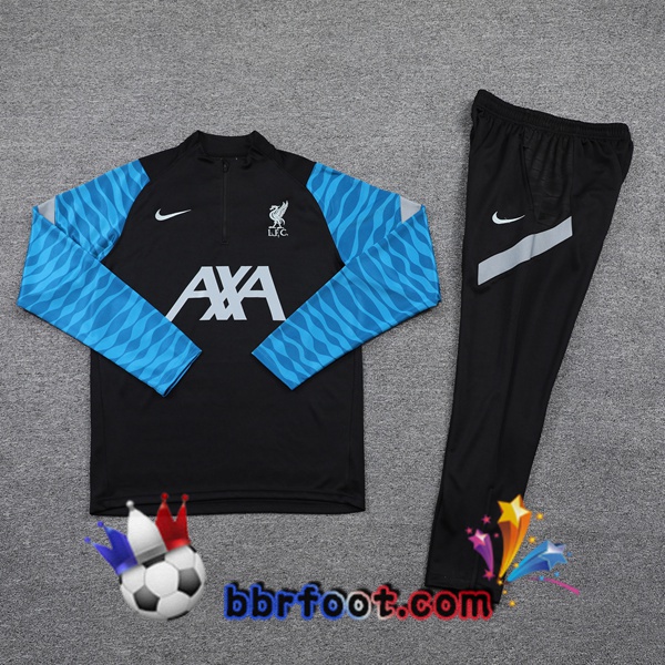 Survetement Foot FC Liverpool Noir Bleu 21/22
