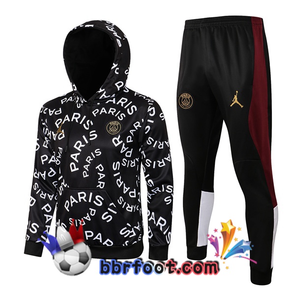 Veste A Capuche Survetement Foot JORDAN Paris PSG Noir Blanc 21/22 Veste A Capuche Survetement Foot JORDAN Paris PSG Noir Blanc 21/22