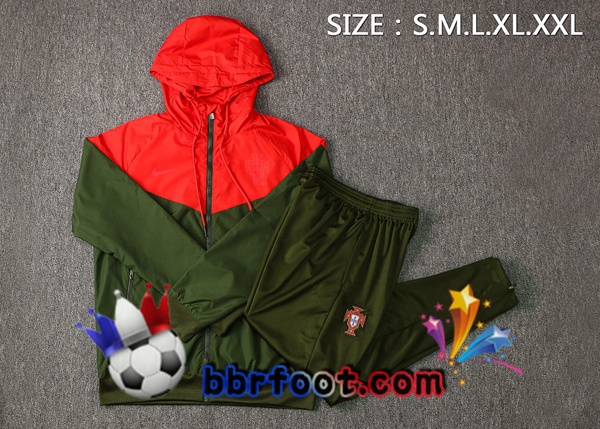 Coupe Vent Survetement Foot Portugal Rouge Vert 21/22