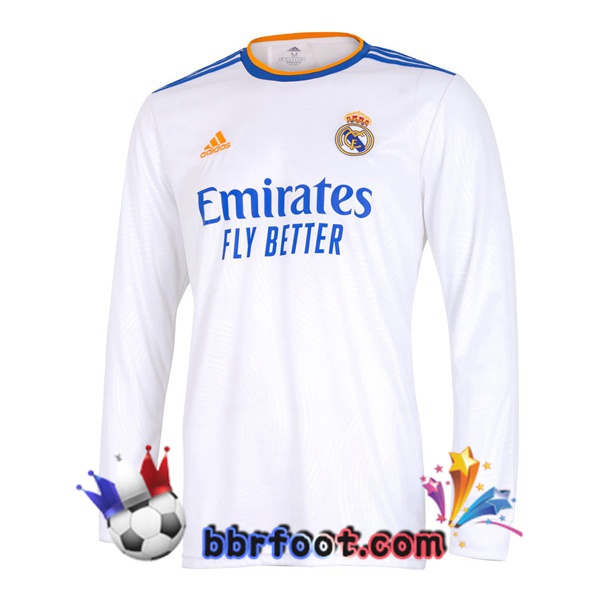 Maillot Foot Real Madrid Domicile Manche Longue Blanc 21/22