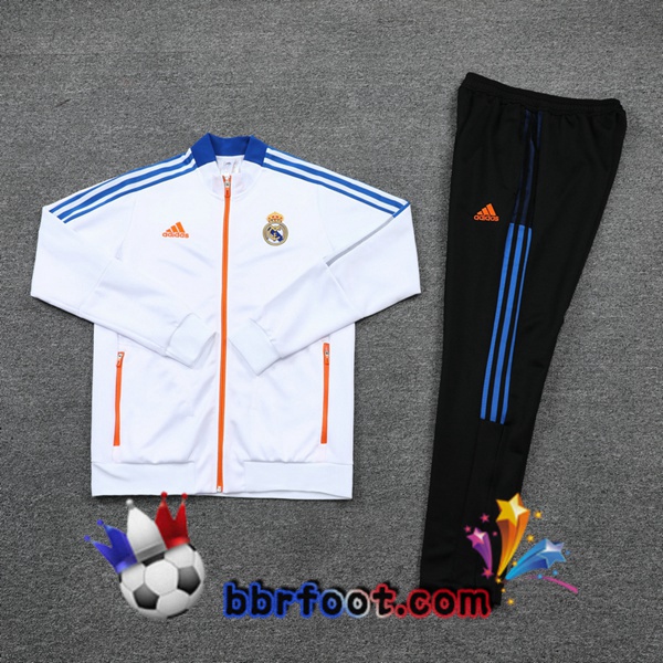 Veste Survetement Foot Real Madrid Blanc 21/22