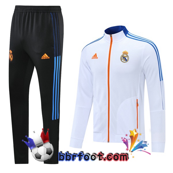 Veste Survetement Foot Real Madrid Blanc 21/22