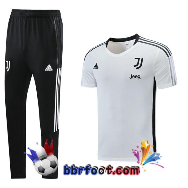 Ensemble Training T-Shirts Juventus + Pantalon Blanc 21/22
