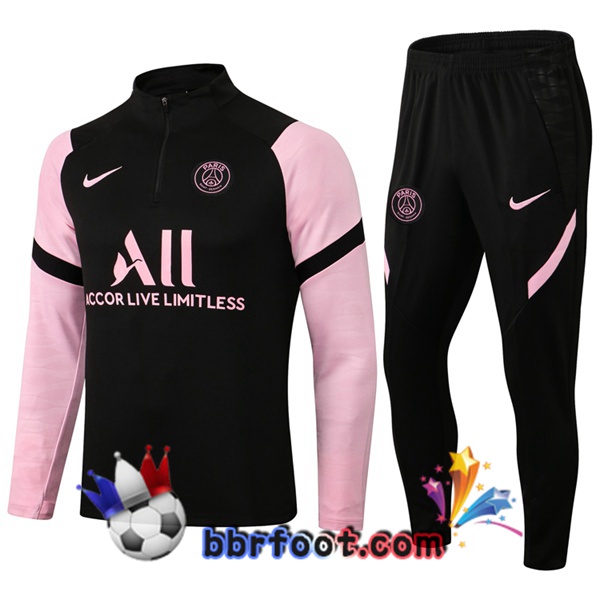 Survetement Foot Paris PSG Noir Rose 21/22