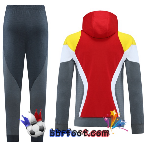 Veste A Capuche Survetement Foot FC Liverpool Rouge Blanc Jaune 21/22