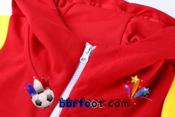 Veste A Capuche Survetement Foot FC Liverpool Rouge Blanc Jaune 21/22