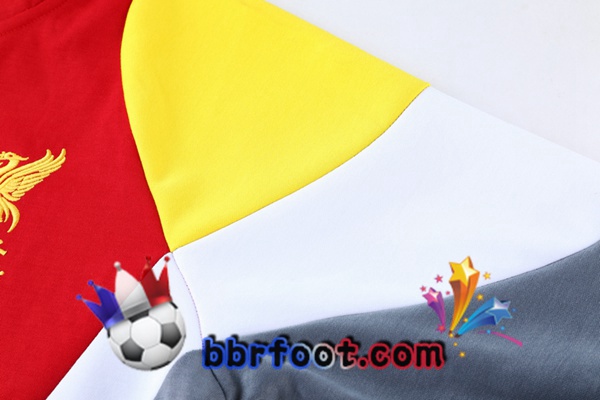 Veste A Capuche Survetement Foot FC Liverpool Rouge Blanc Jaune 21/22