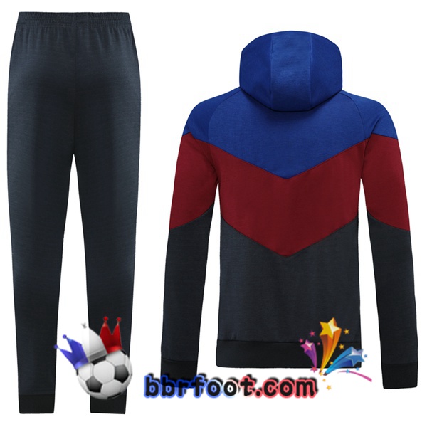 Veste A Capuche Survetement Foot FC Barcelone Bleu Rouge Noir 21/22