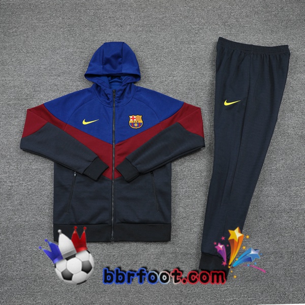 Veste A Capuche Survetement Foot FC Barcelone Bleu Rouge Noir 21/22