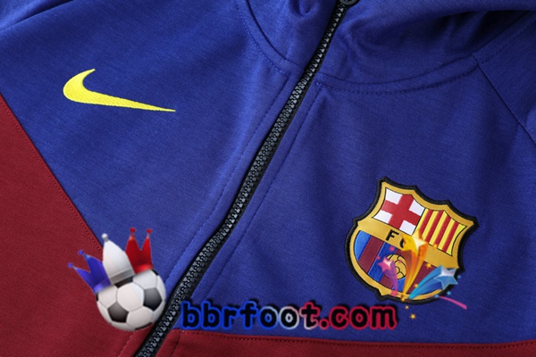 Veste A Capuche Survetement Foot FC Barcelone Bleu Rouge Noir 21/22