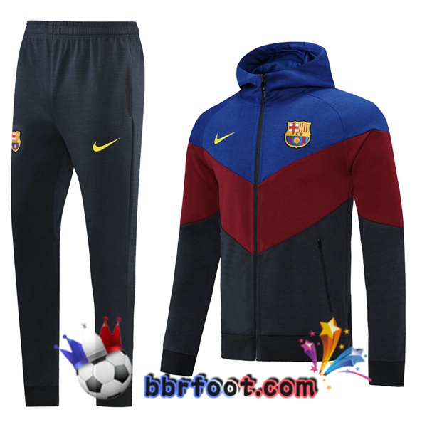 Veste A Capuche Survetement Foot FC Barcelone Bleu Rouge Noir 21/22