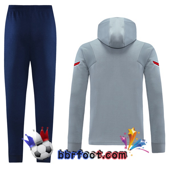 Veste A Capuche Survetement Foot JORDAN Paris PSG Gris 21/22