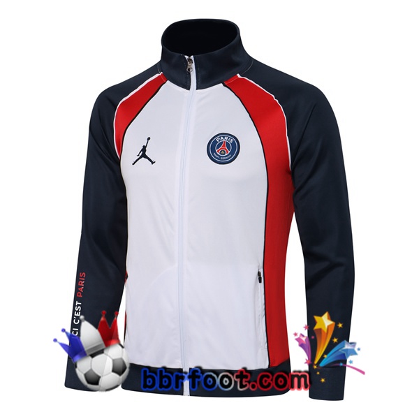 Veste Foot JORDAN Paris PSG Blanc Bleu Royal 21/22