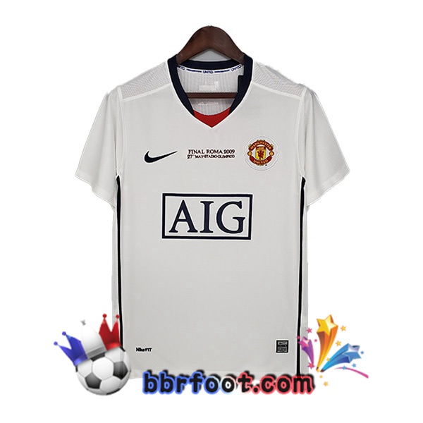 2008-2009 Manchester United Champions League Exterieur Retro Maillot de Foot Blanc