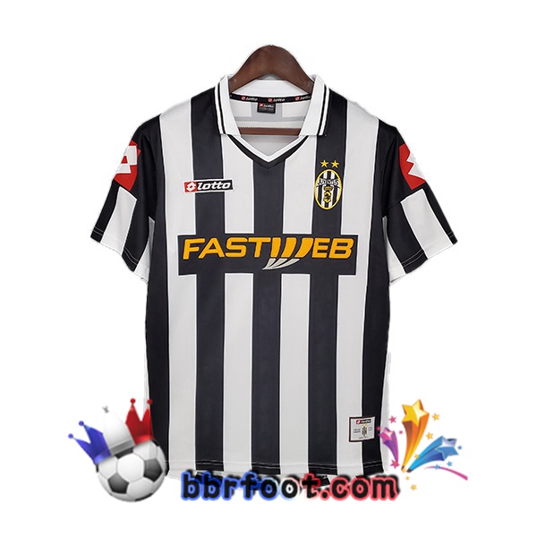 2001-2002 Juventus Domicile Retro Maillot de Foot Noir Blanc