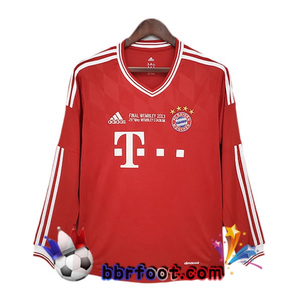 2013-2014 Bayern Munich Retro Champions League Domicile Maillot de Foot Manche Longue Rouge