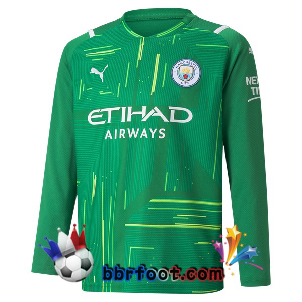 Maillot Foot Manchester City Gardien de but Manche Longue Vert 21/22