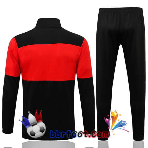 Veste Survetement Foot AC Milan Rouge Noir 21/22