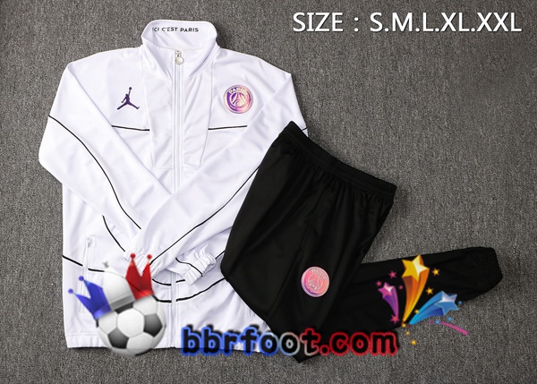 Veste Survetement Foot JORDAN Paris PSG Blanc 21/22
