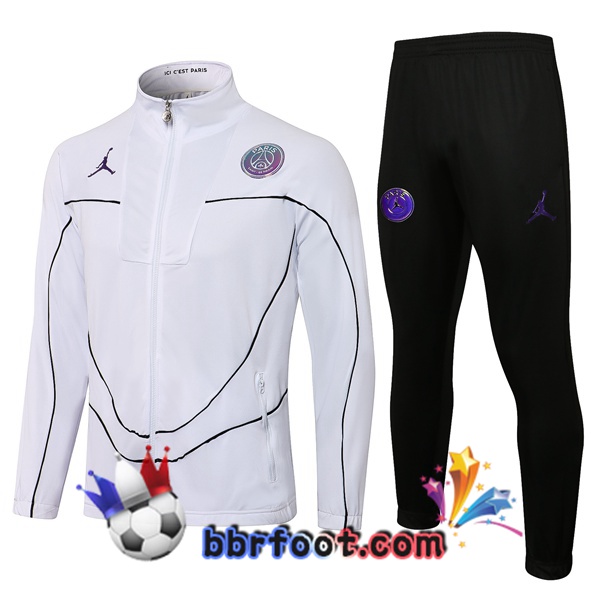 Veste Survetement Foot JORDAN Paris PSG Blanc 21/22