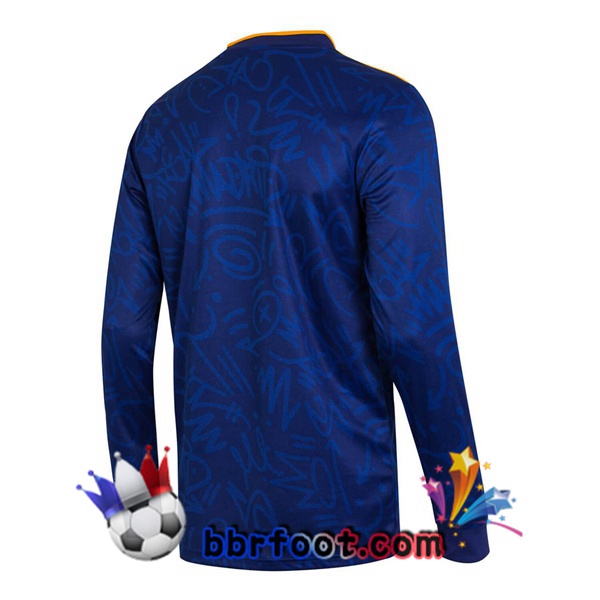 Maillot Foot Real Madrid Exterieur Manche Longue Bleu 21/22