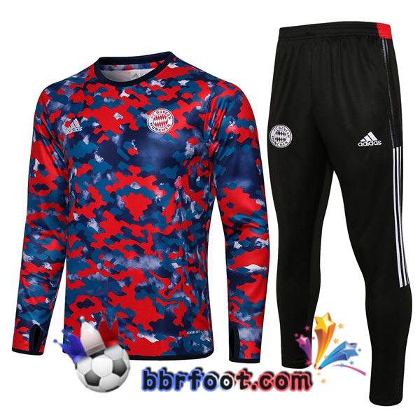 Survetement Foot Bayern Munich Bleu Rouge 21/22