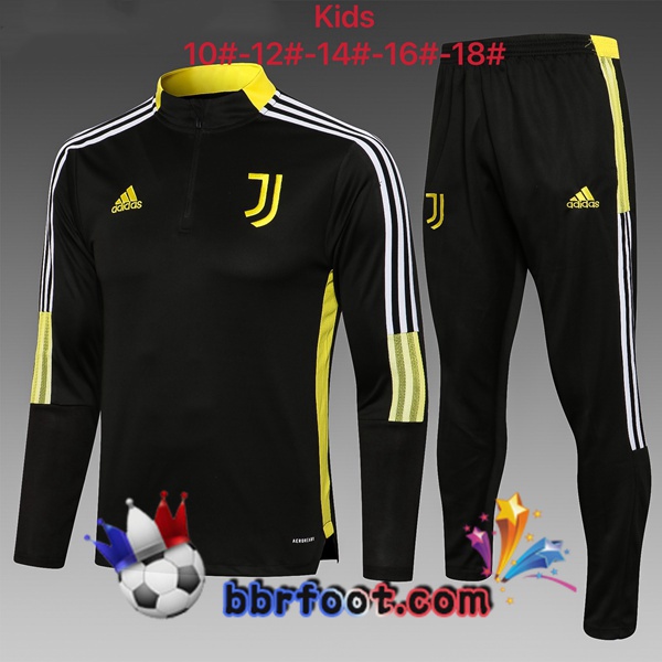 Survetement Foot Juventus Enfant Noir Jaune 21/22
