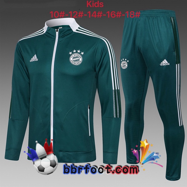 Veste Survetement Foot Bayern Munich Enfant Vert 21/22