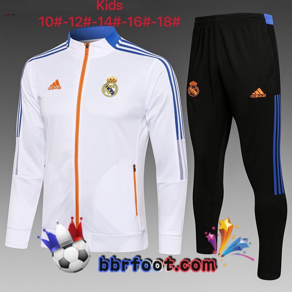 Veste Survetement Foot Real Madrid Enfant Blanc 21/22
