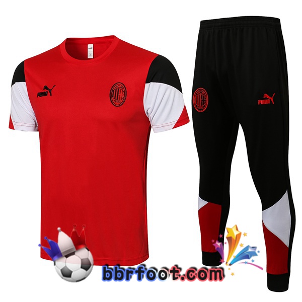 Training T-Shirts AC Milan + Pantalon Rouge Blanc 21/22