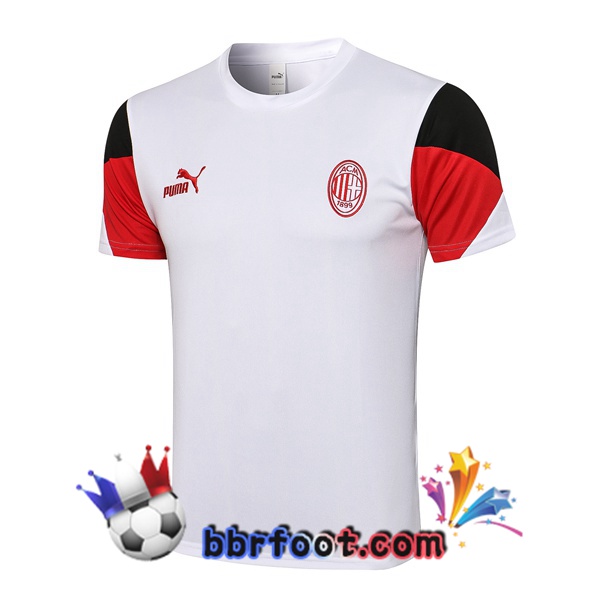 Training T-Shirts AC Milan Blanc Rouge 21/22