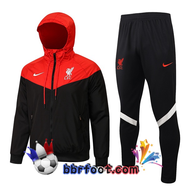 Coupe Vent Survetement Foot FC Liverpool Rouge Noir 21/22