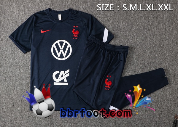 Training T-Shirts France + Pantalon Bleu Royal 21/22