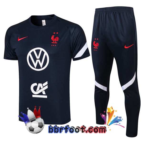 Training T-Shirts France + Pantalon Bleu Royal 21/22